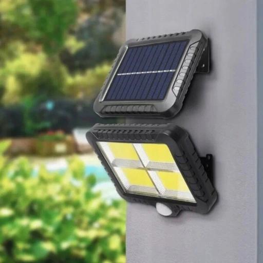 Lampa Solarna Z Czujnikiem Ruchu Zmierzchu 128 Led Cob Osobny Panel + Pilot