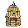 Schoolbag cartoon cute girl backpack junior high school college student plaid schoolbag women's leisure niche large capacity travel backpack