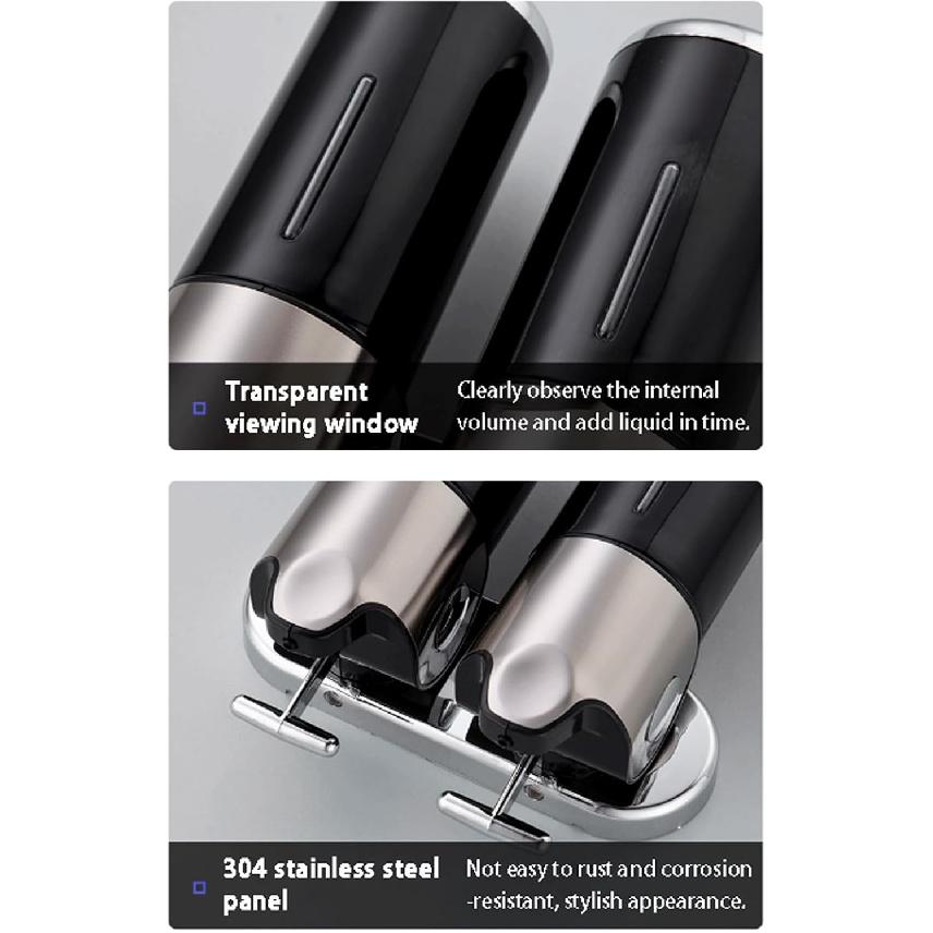 

Wall Mounted Soap Dispenser 17.6oz/500ml Capacity for Bathroom No Drilling Installation Shampoo Dispenser for Shower Wall, Transparent-1