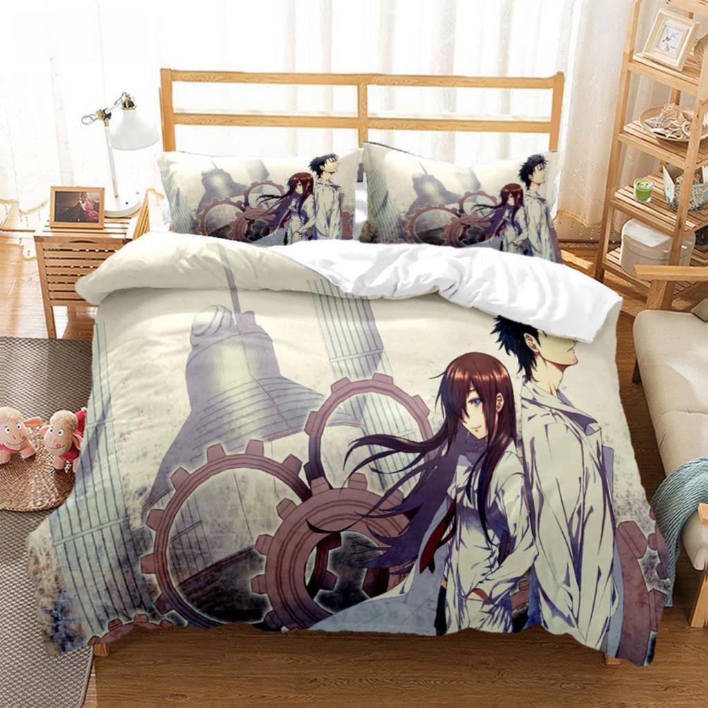 Steins;Gate Bedding Set Single Twin Full Queen King Size Bed Set Adult Kid Bedroom Duvet Cover Sets 3D Print Anime Bed Sheet Set