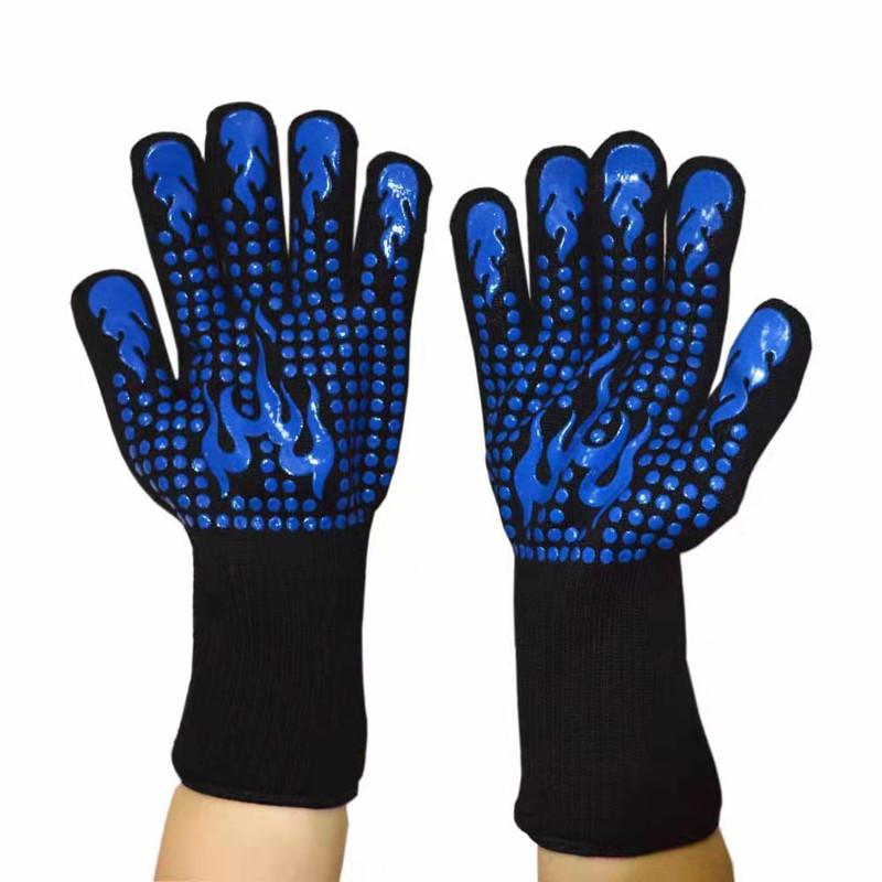 Guantes de barbacoa engrosados, guantes para horno de alta temperatura, resistentes al fuego de 500 a 800 grados, guantes para barbacoa con aislamiento térmico para microondas
