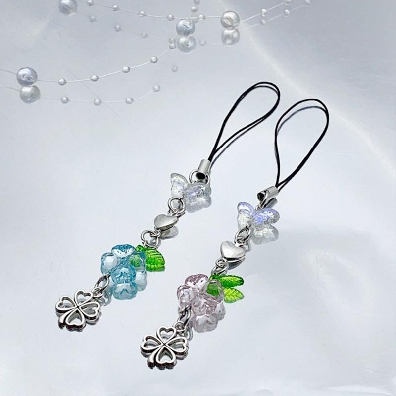 Heart Phone Lanyard Elegant Phone Charm Phone Chain Butterfly Phone Pendant Keychain Decoration Bag Pendant for Daily