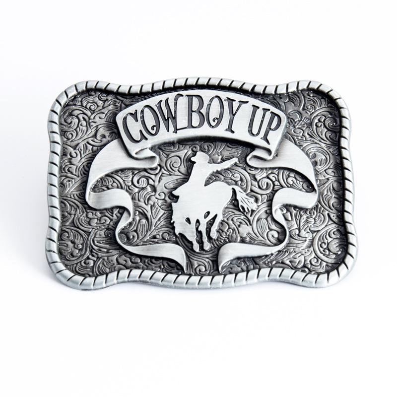 Western Cowboy Zinc Alloy Unisex Square Belt Buckle - Fashionable, Smooth, and Personalized Design
