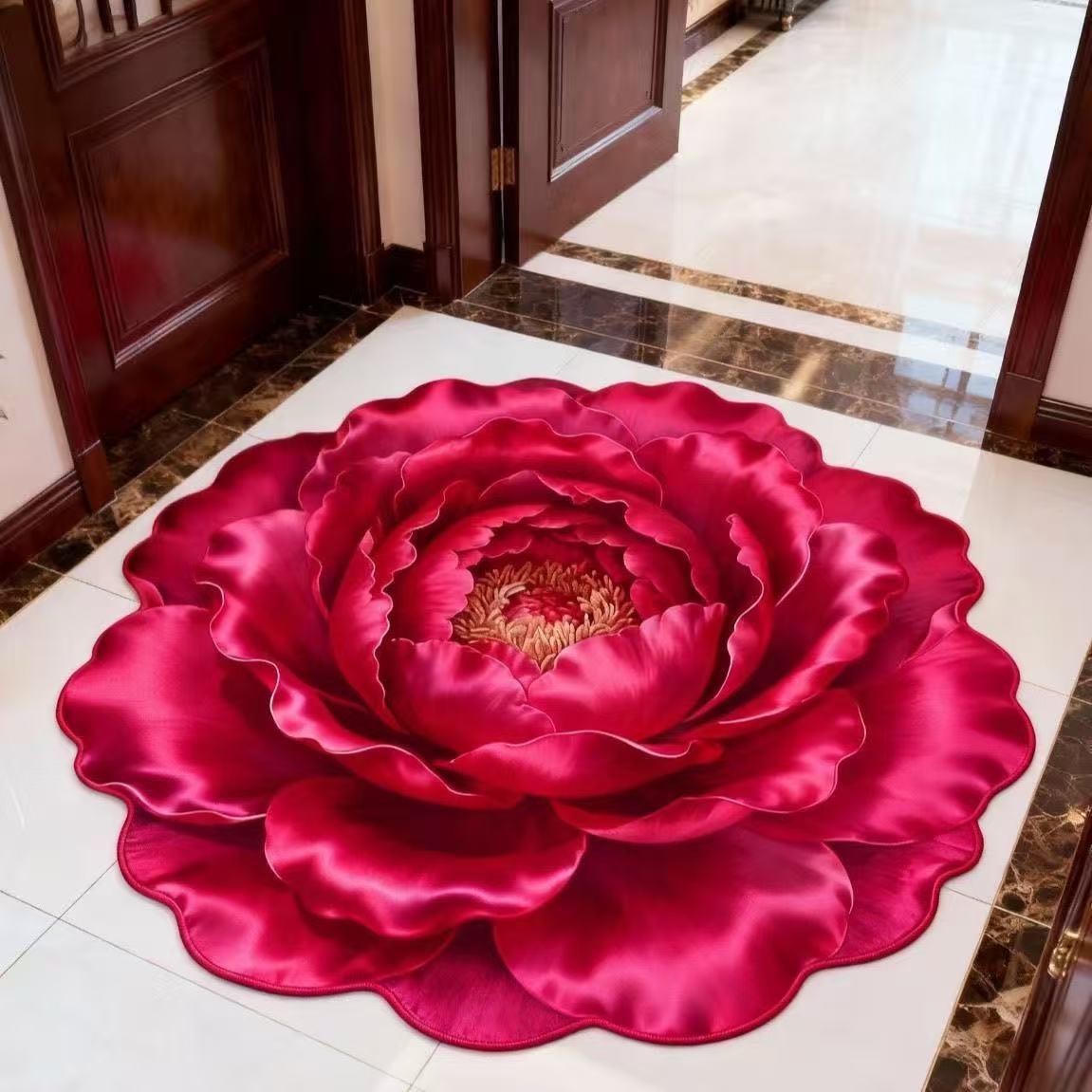 

3D цветочный противоскользящий ковер из хрустального бархата для гостиной или спальни. 50*50cm