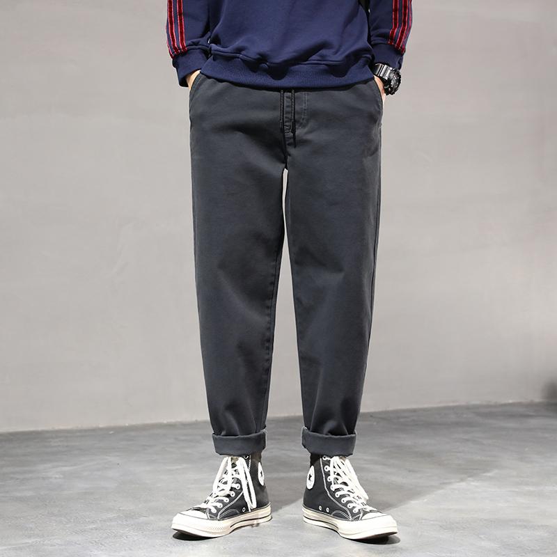 

Mens Pants High Quality Cotton Pants Trousers Man Straight Plus Size Pant Suit Harem Pants Stretch Male Casual Solid Color 46 сірий