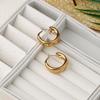 Trendy Gold Crisscross Wide Hoop Clip-On Earrings Minimalist Non-Pierced Jewelry for Women Daily Party Wear