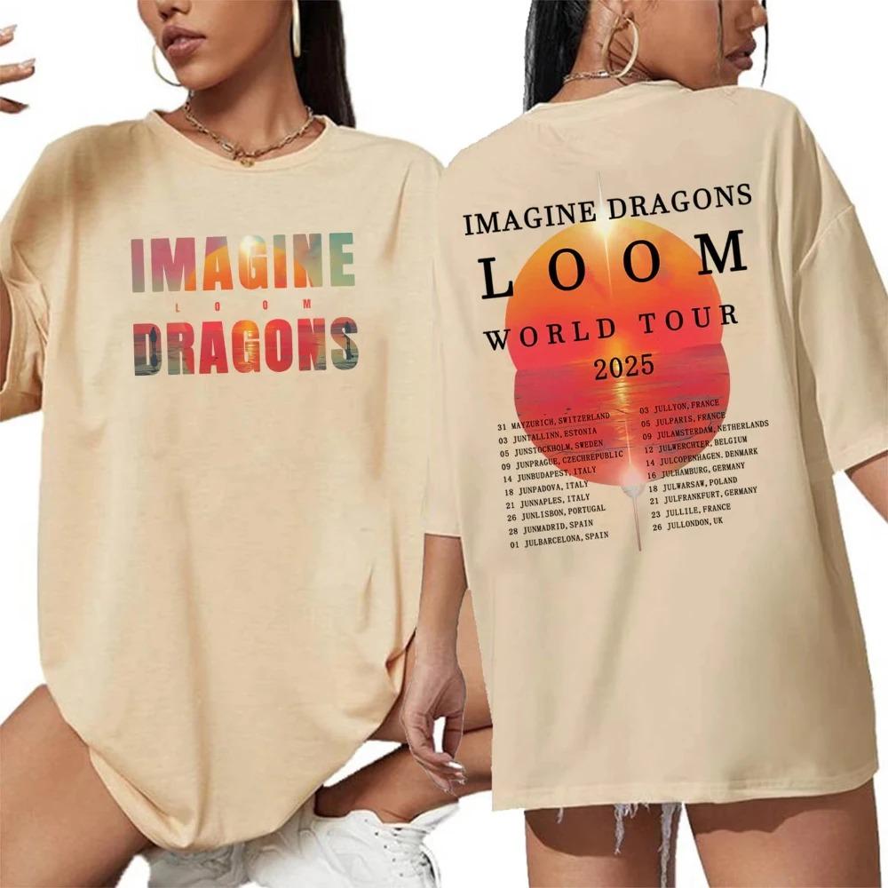 Imagine Dragons Loom Tour 2026 Women's Men Summer T-shirt Oversized Shirt Girls Fashion Y2K Female Cotton T Shirt Streetwear