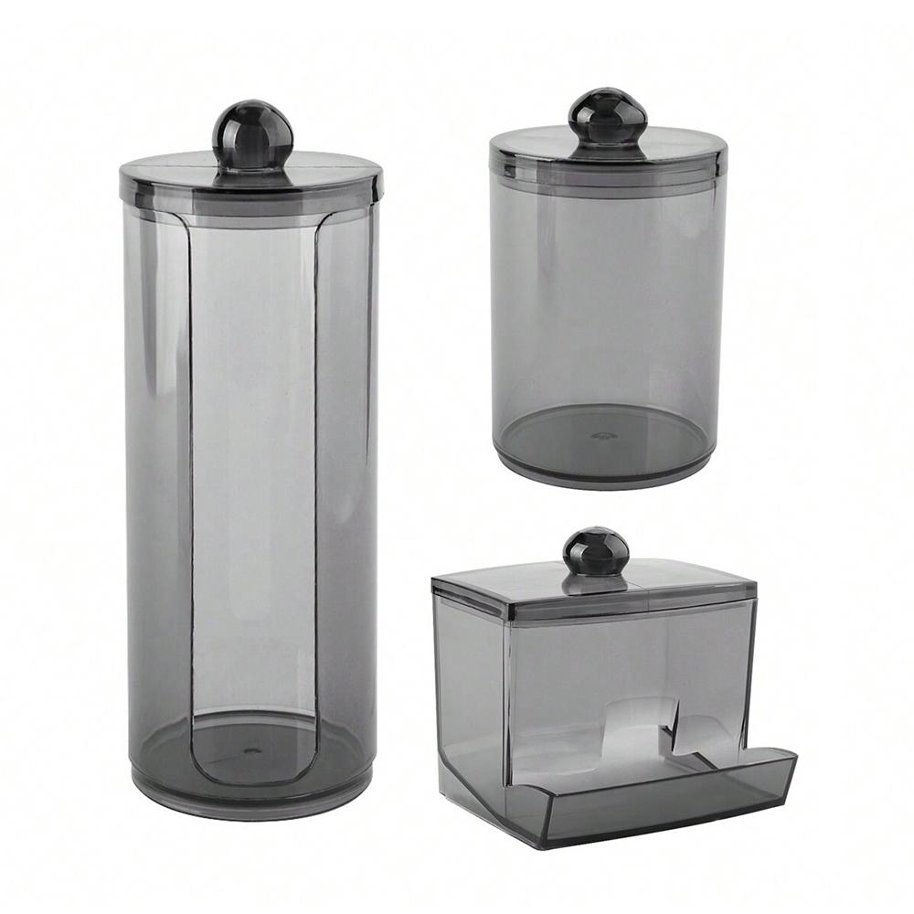 

3pcs Qtip Holder Bathroom Container, Cotton Ball/Swabs Dispenser, Apothecary Jar with Lids for Organizer and Storage Box