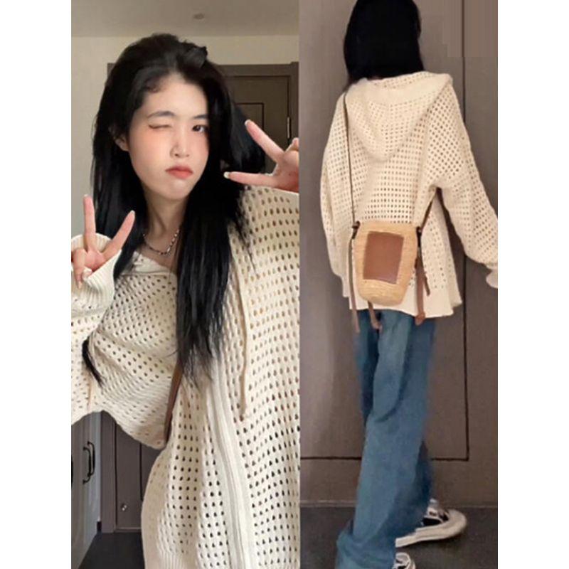 

Hooded Thin Coat Spring and Summer Zipper Knitwear Beige White 2XL Suggested 67.50 kg-75.00 kg
