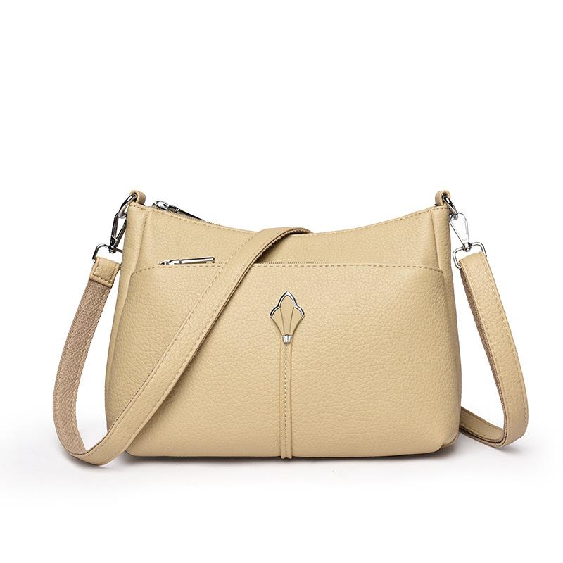 Popular Fashion Texture Mom Bag, Single-shoulder Crossbody Bag with Soft Leather and Multi-layered Underarm Design