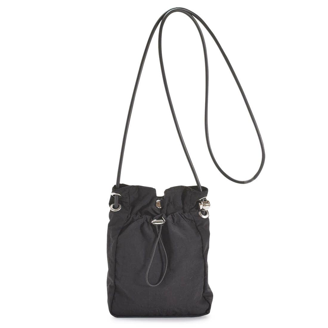 

Nylon Mini Drawstring Bag Shoulder Bag Lightweight Minimalist Black [Barcos Blue] чорний