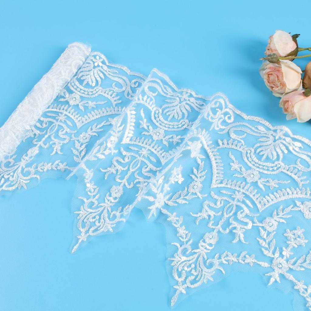 Flat Embroidery Lace Sequined Lace Accessories Polyester Silk Beads Fabrics Lace Dress Clothing Accessories Lace