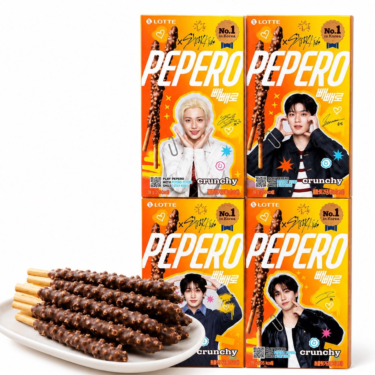 Lotte Pepero Хрустящие Шоколадные Бисквитные Палочки 39г Версия для Мальчиковой Группы Случайная Отправка 32g RandomPatterns