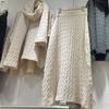 Casual Three-piece Autumn and Winter Lazy Wind Large Size Long-sleeved Scarf Knitted Sweater Skirt Set