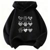 Cute Dog Paw with Love Heart Graphic Hoodie Kids Children's Sweatshirt Hoody for Boys Girls Kawaii Casual Hoodies