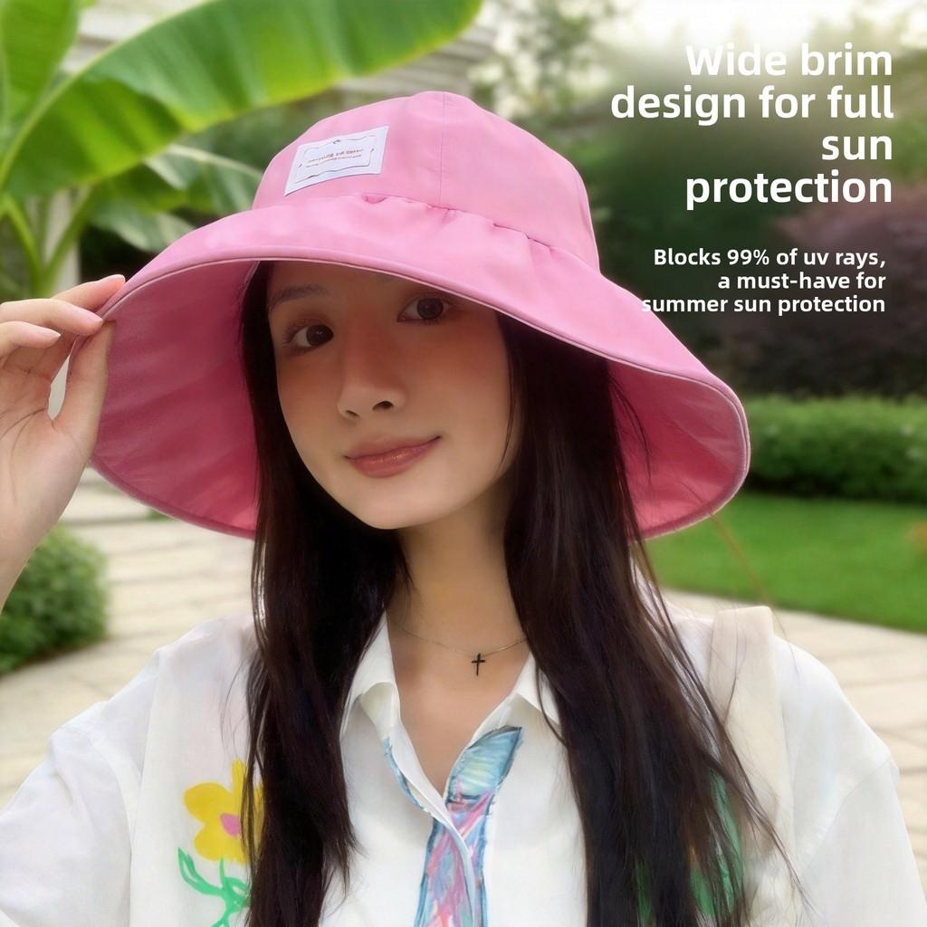 Fisherman Hat Large Brim With Bowknot Sun Protection For Summer Casual Wear
