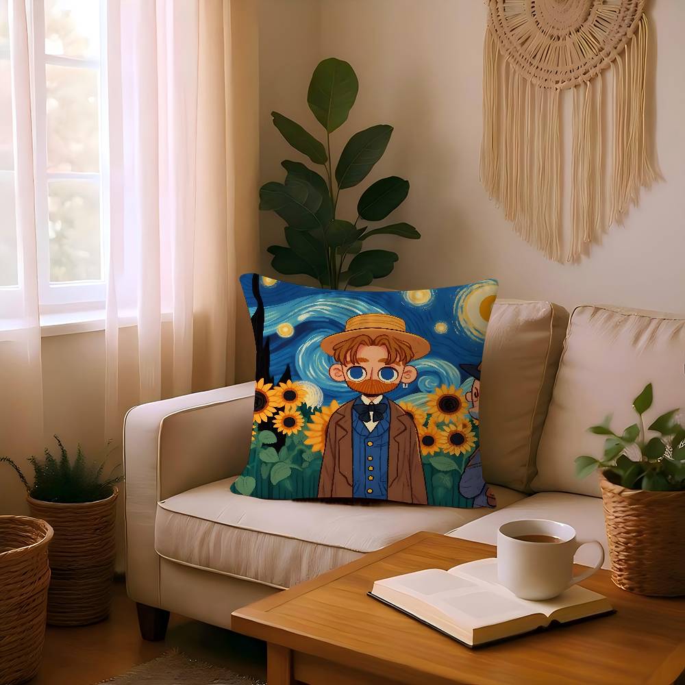 V-Van G-Gogh Pillow Anime Pillow Sofa Bed Head Pillow Cover Cushion Cover 45x45 Cm Fashion