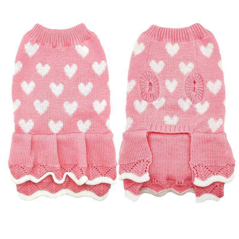 Pet Peach Heart Slim Fit Dog Sweater, Round Neck