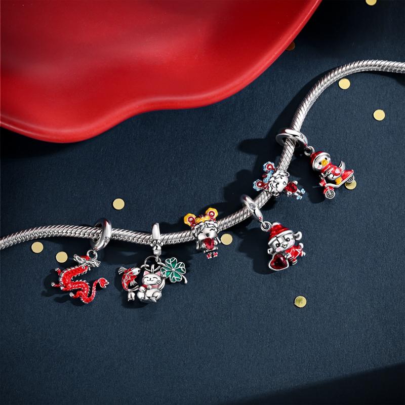 Original Copper Charms Bead Pendant Bear Puppy Love Starry Night Charms Fit Bracelet Bangle Women Diy Jewelry Gift