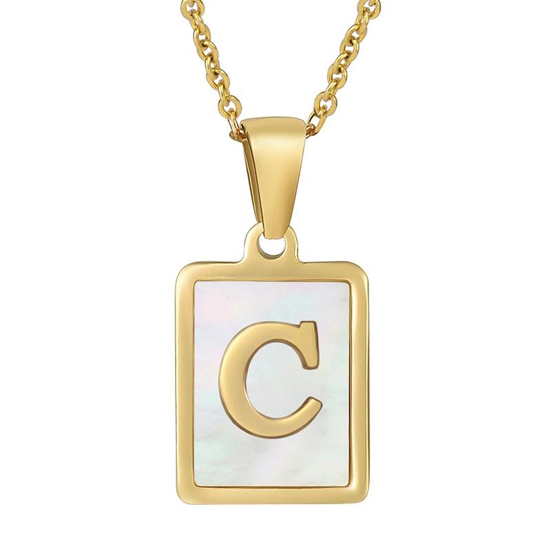 Stainless Steel Shell Letter Necklace For Women European And American Style Fashion Jewelry Wholesale