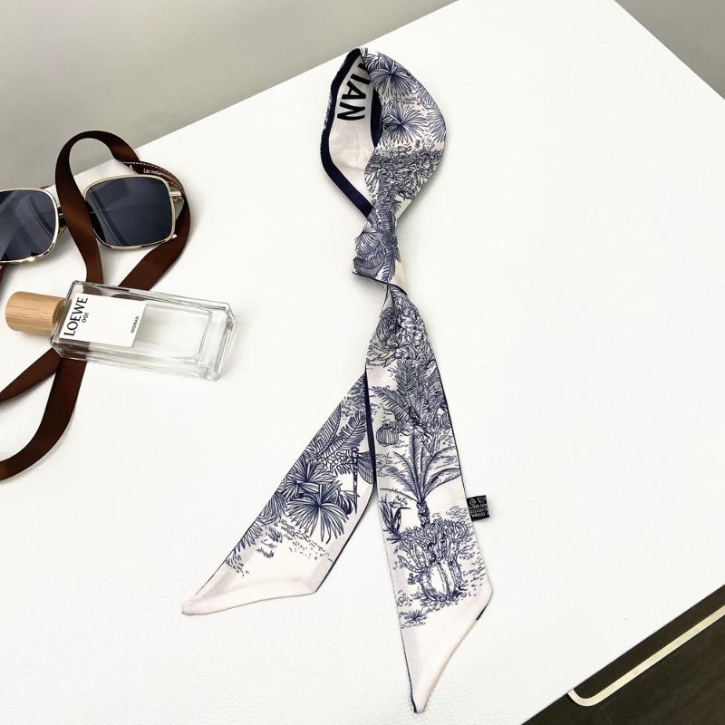 115X5cm Plant Jungle Printed Scarf for Women's Spring Summer New Model Emulated Silk Streamer Fashionable Retro Hairband Streame