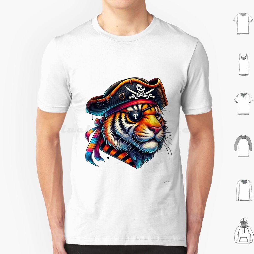 The Legendary Pirate TigerKing Of The Wild Oceans T Shirt Cotton Men Women DIY Print Pirate Tiger Animal Art Colorful
