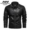 Men's European and American style leather jacket Men's fashion slim-fit locomotive PU leather jacket velvet