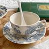 European High-Value Dinnerware Set: Underglaze Color Plate, Deep Plate, Cereal Bowl, Cup & Saucer for Desserts & Steaks.