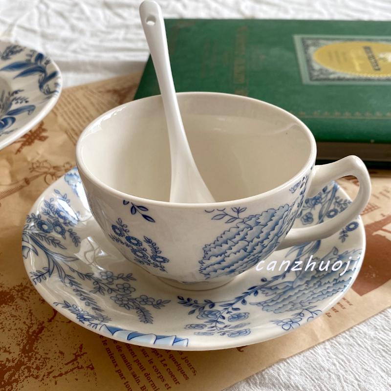 European High-Value Dinnerware Set: Underglaze Color Plate, Deep Plate, Cereal Bowl, Cup & Saucer for Desserts & Steaks.