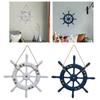 Beach Style Wooden Ship Wheel Rudder Wall Hanging Nautical Steering Wheel for Sea Decor Home