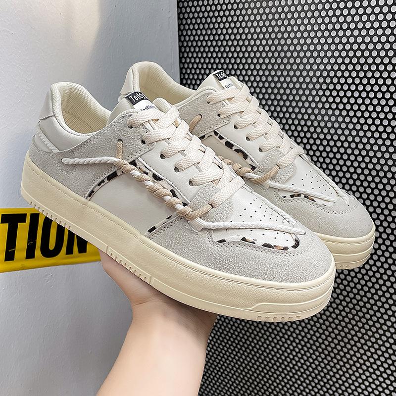 

Personalized lanyard men s board shoes spring new platform white shoes men s Korean version low-top sports shoes trendy casual shoes 39 бежевый