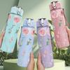 1PC Soft Pink Rose Floral Simple Pattern 750ml Color Plastic Sports Water Bottle Leakproof Flip Straw Lid Suitable for Sports Office Home Use