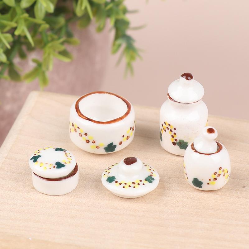 1Setul 1:12 Păpușă Miniatură Ceramică Cutie Condimente Borcan Depozitare Model Bucătărie Decor Jucărie Accesorii Casă de Păpuși