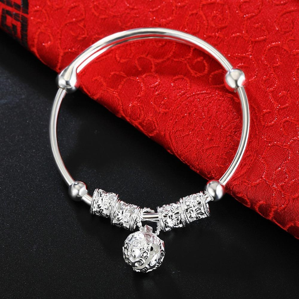Braccialetto per Bambino Placcato Argento Campanellino Bracciale Regalo per Neonato Ragazzi Ragazze Battesimo Infantile Regalo di Compleanno