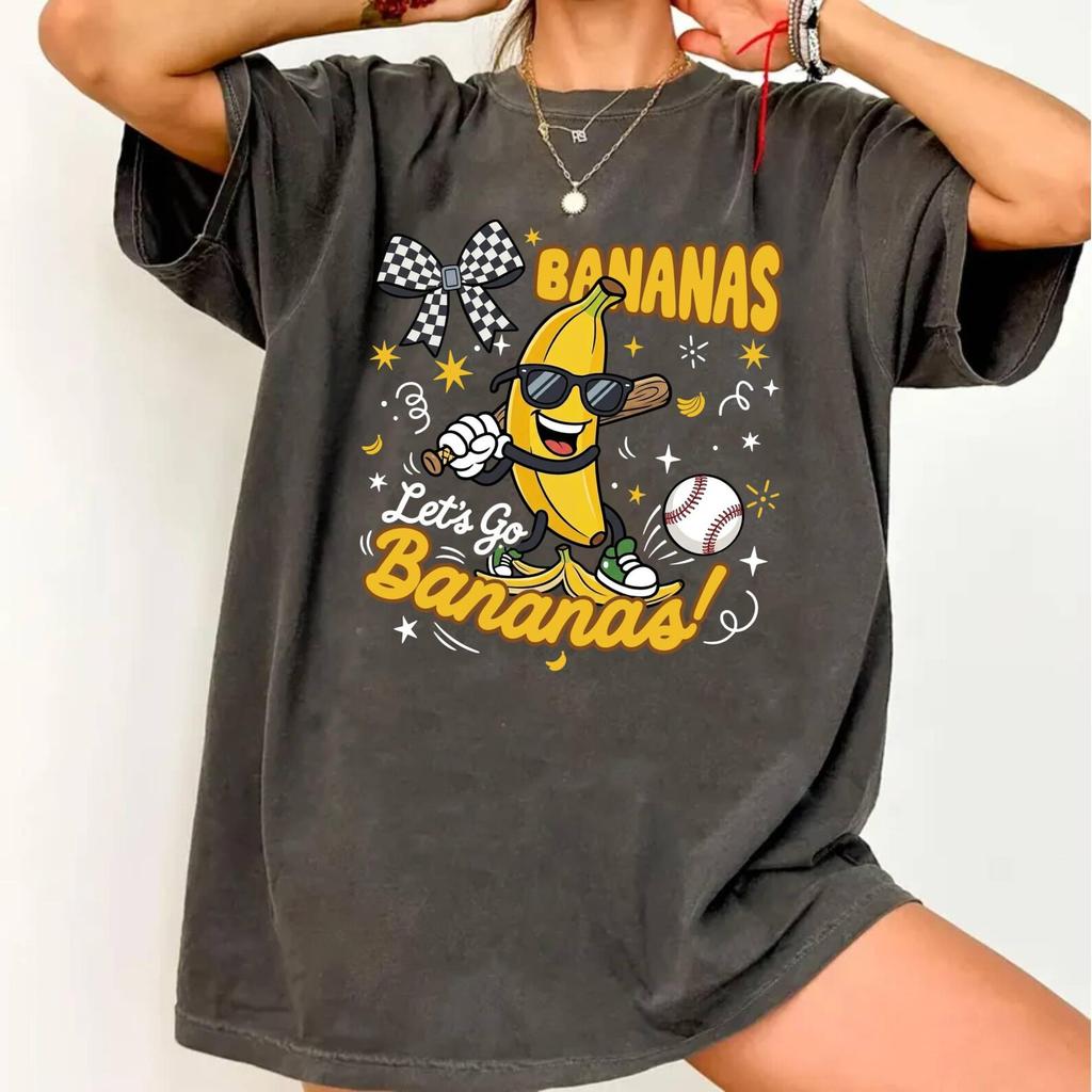 Funny Banana Baseball Shirt, Let’s Go Bananas Comfort Colors Tee, Cute Game Day Graphic Shirt, Baseball Mom Gift, Pepper T-Shirt
