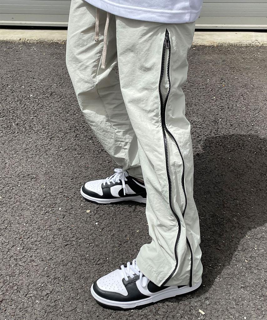 Keullako Nylon Side Zipper Pants (Cream)