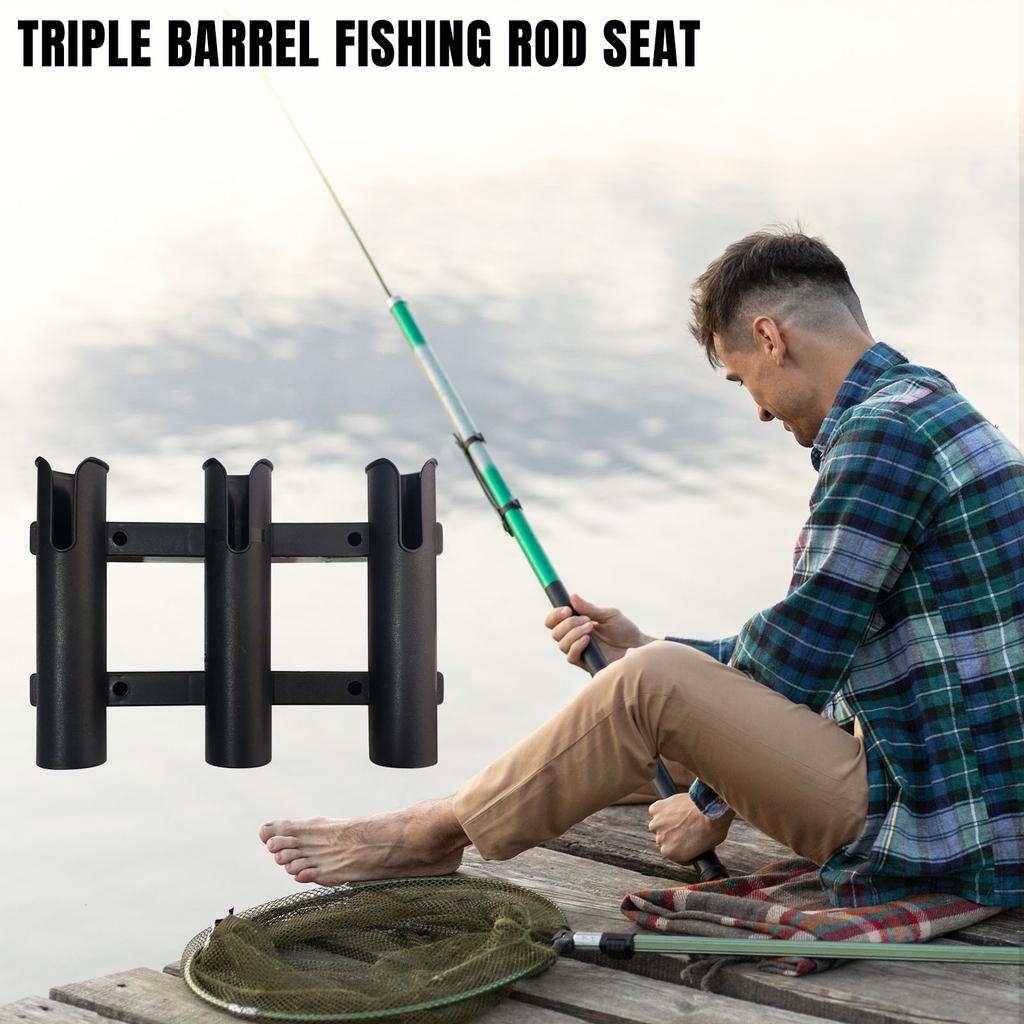 Detachable 3-tube Fishing Rod Holder For Ocean Kayak Side