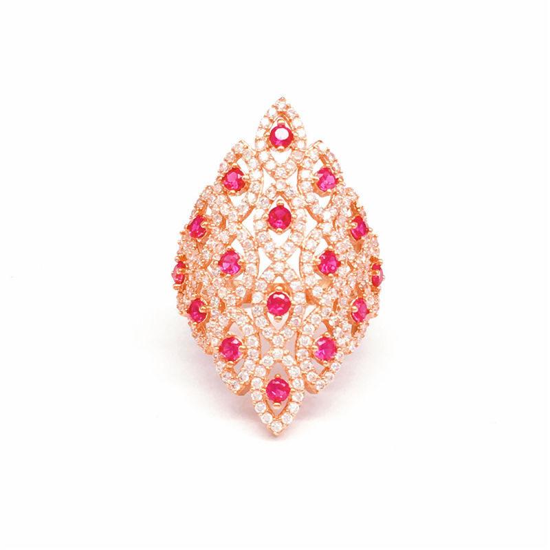 Purple Gold Luxury Court Rose Ruby Ring Rose Gold Plated Diamond Ring Women