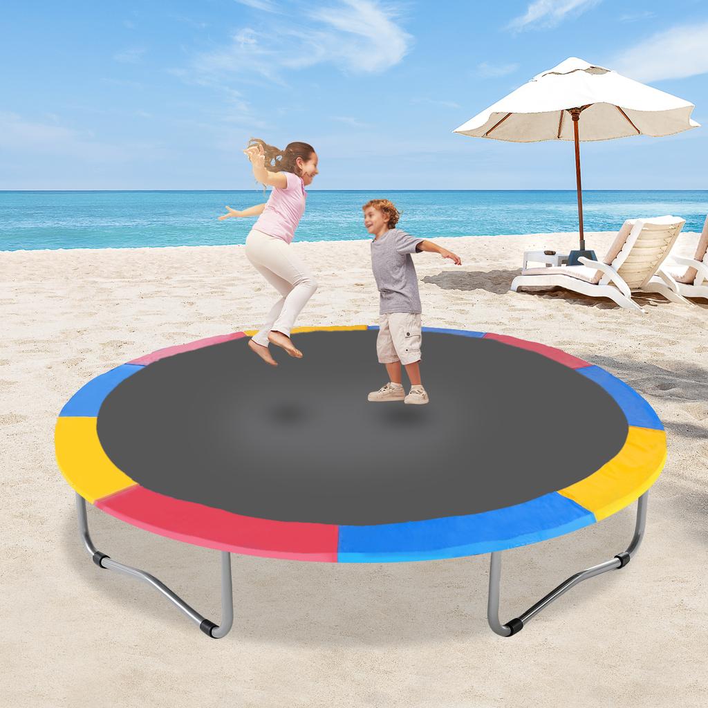 15FT Round Trampoline Replacement Pad, Durable All-Weather PVC Cover W/ Vibrant Color Design, Springs Protector for Backyard Fun