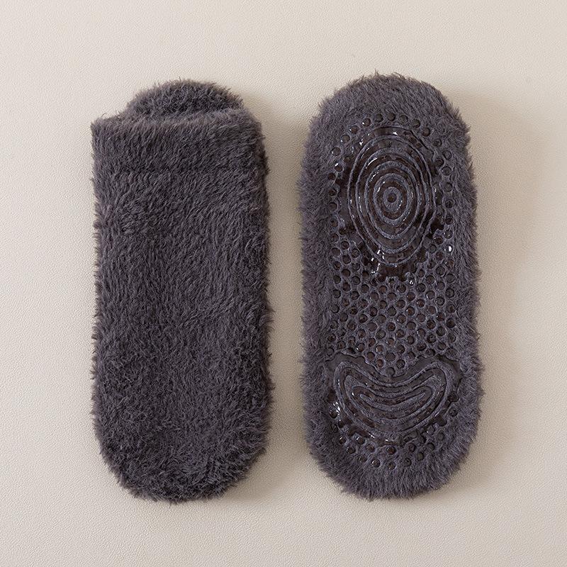 Niedrig geschnittene Anti-Rutsch-Bodensocken, Korallenfleece-Socken, Damen Herbst- und Winter Verdickte Fleece Warme Kurze Socken, Haus-Schlafsocken, Bootssocken