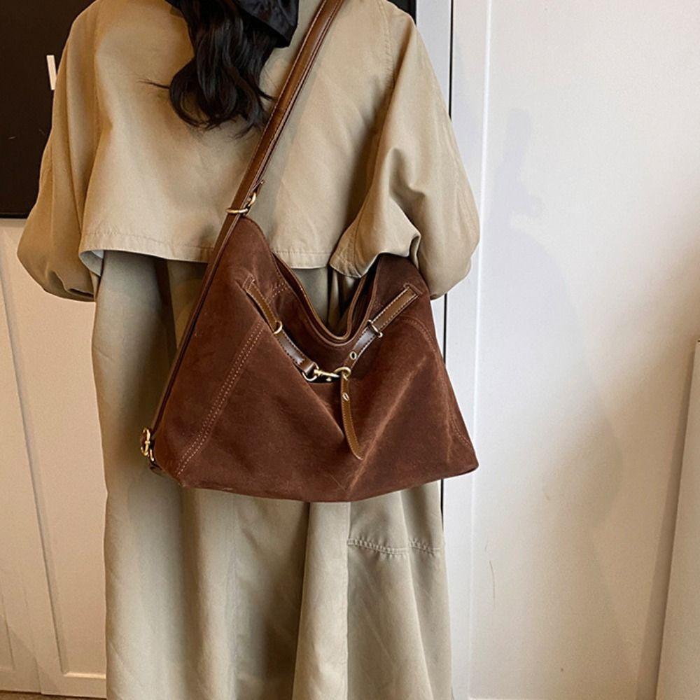 Solid Color Hobo Bag Fashion Tote Bag Trendy Ladies Crossbody Bag  Autumn and Winter