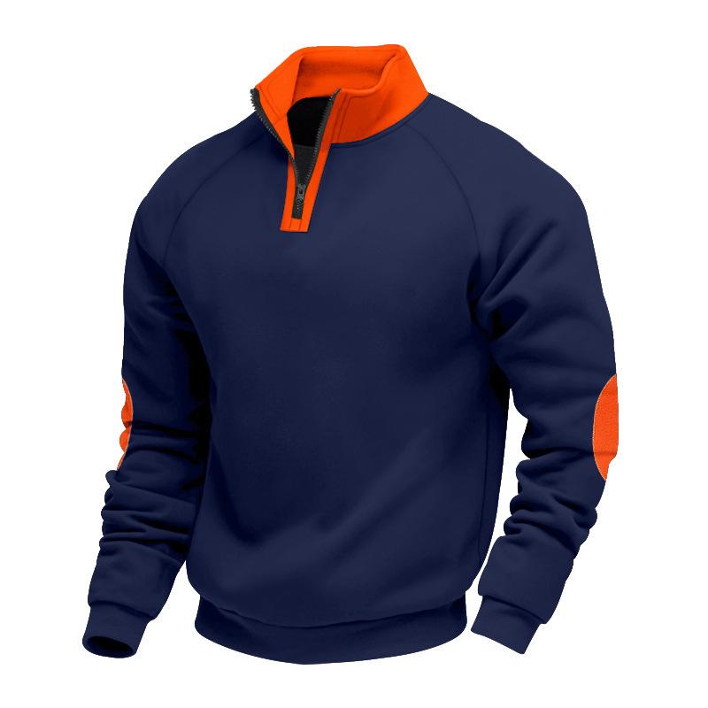 Autumn Winter Men's Hoodies Men Fashion Casual Long Sleeve Half Zippers Stand Collar Patchwork Sweatshirts Male Loose Streetwear