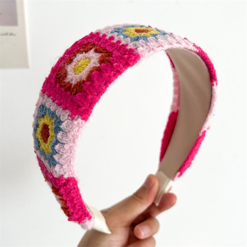 Pretty Knitting Floral Embroidery Tape Knotted Hairbands for Women Girls Shopping Party Photography Head Wears