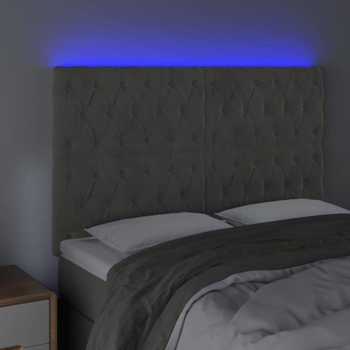 VidaXL Tête de Lit à LED Meuble de Chambre à Coucher Accessoire de Lit Double Tête de Cadre de Lit Intérieur Gris Clair 3122814