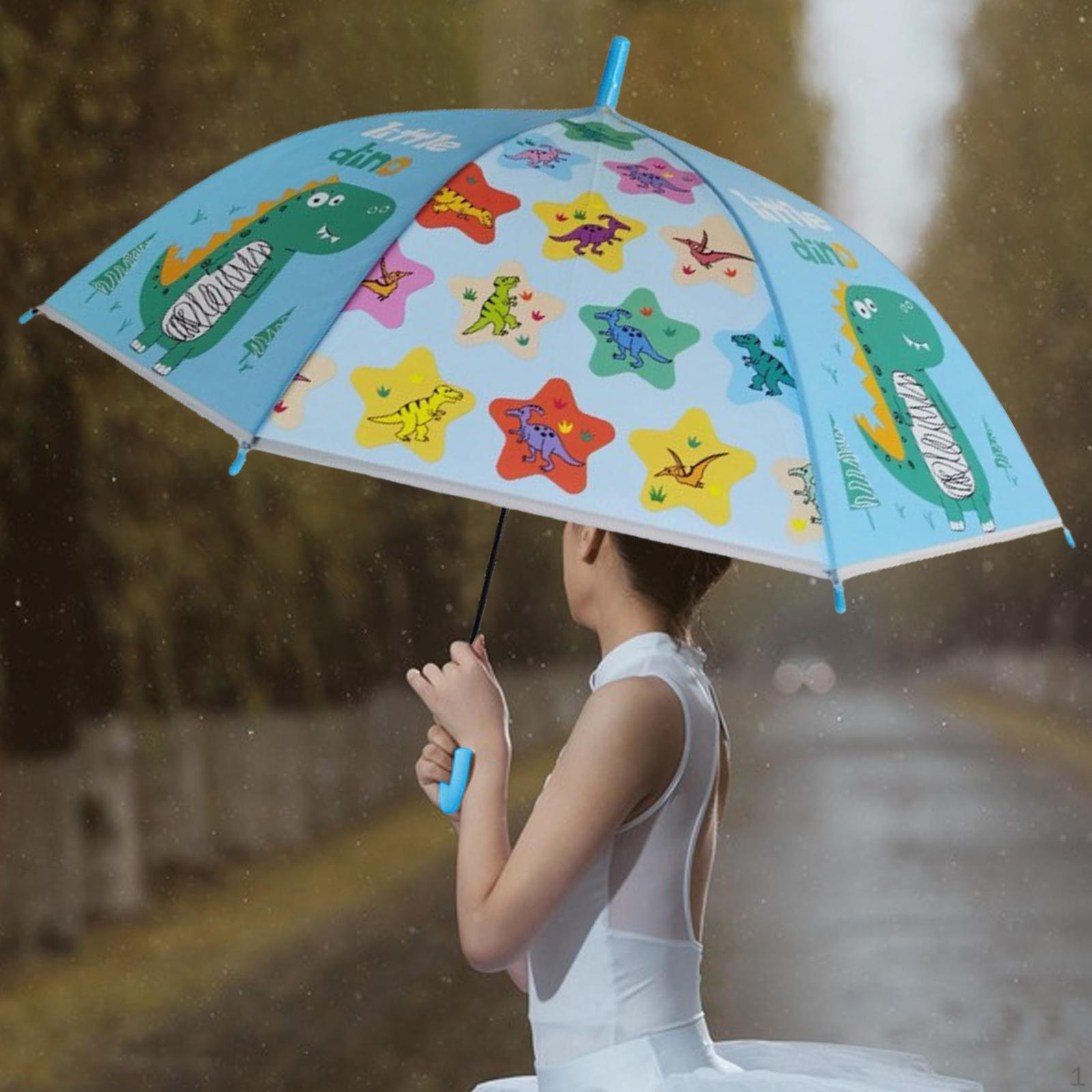 

Детский зонт 8 спиц прочный водонепроницаемый ветрозащитный портативный с длинной ручкой синий