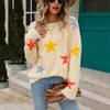Elegant Round Neck Bottoming Pullover Plus Size Sweater Pentagram Knitted Sweater Comfortable Women's Clothing