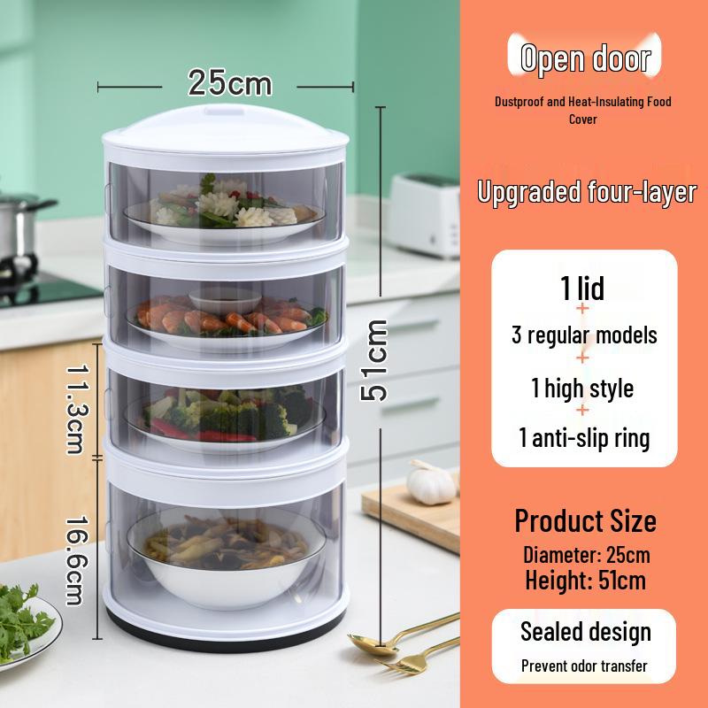 Multi-layer Insulated Food Cover: Dustproof, Fresh-keeping Plastic Storage for Leftovers