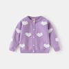 Children's Mink-Heart Jacquard Cardigan - Spring/Autumn Core-Spun Yarn Sweater for Girls