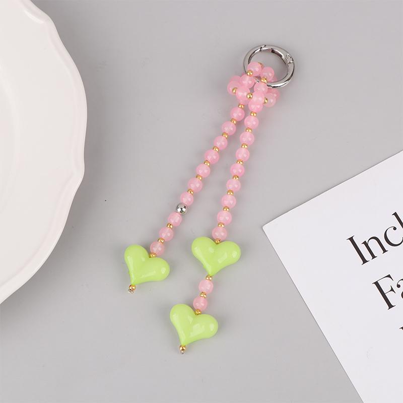 Bag Charm For Women Y2K Accesories Love Heart Pendant Colorful Beads Chain  Lady Jewelry