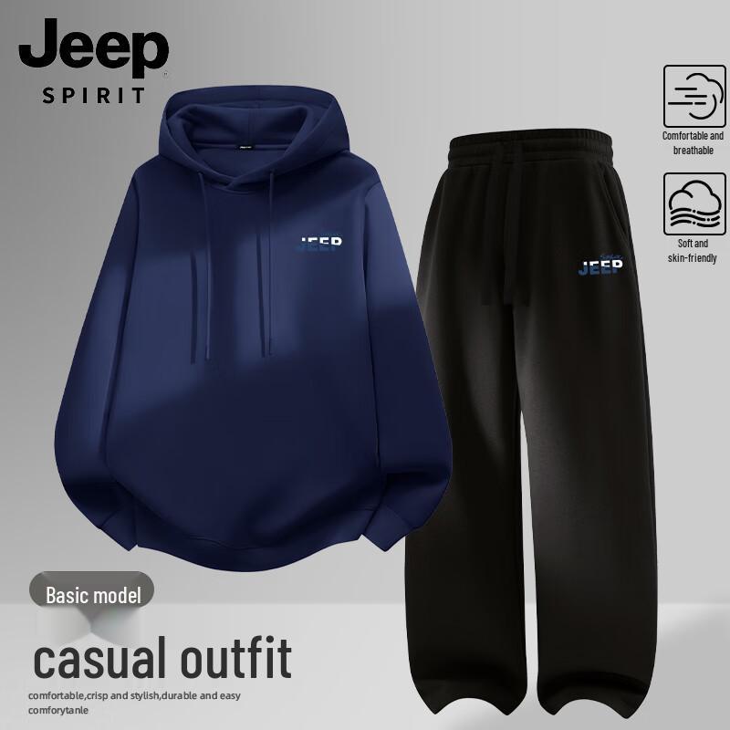 JEEP SPIRIT Men s Loose Fit Hoodie & Straight-Leg Pants Set 2XL